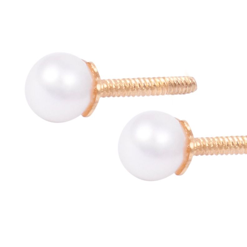 Aros de Oro Amarillo 18kt Perla Cultivada Sin Grifa 3,5mm-1