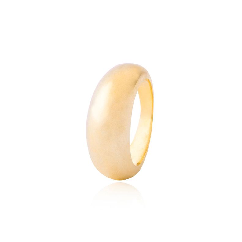 Anillo de Plata Esterlina 925 Liso Alto Revestido en Oro 18kt-1