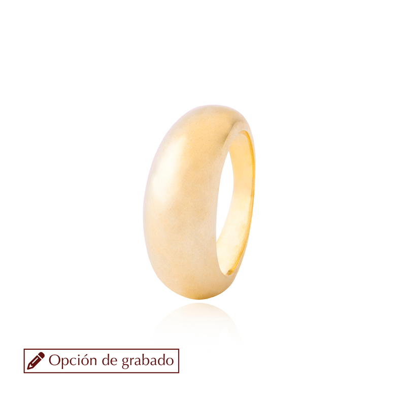 Anillo de Plata Esterlina 925 Liso Alto Revestido en Oro 18kt-0