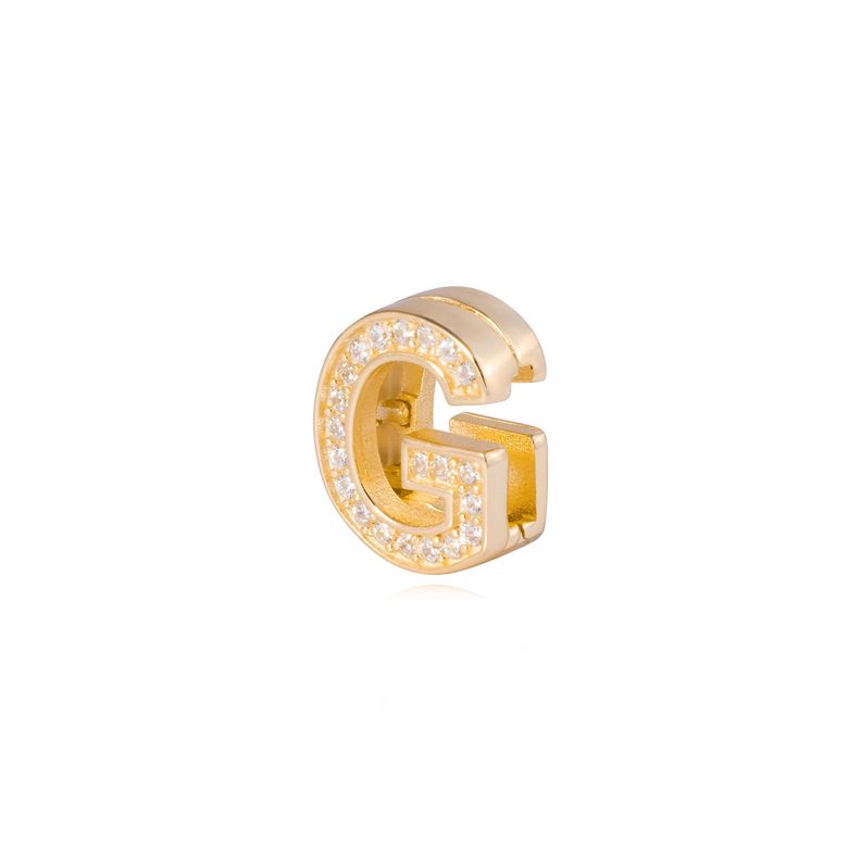 Dije de Plata broche Letra G con Circonita Revestido en Oro 18kt-1