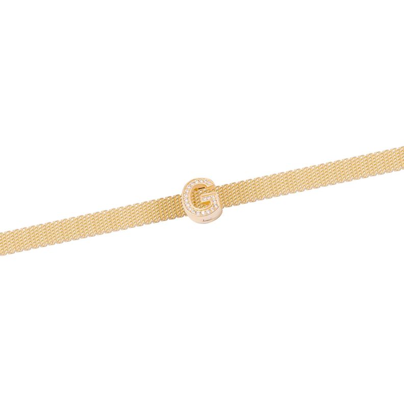Dije de Plata broche Letra G con Circonita Revestido en Oro 18kt-2