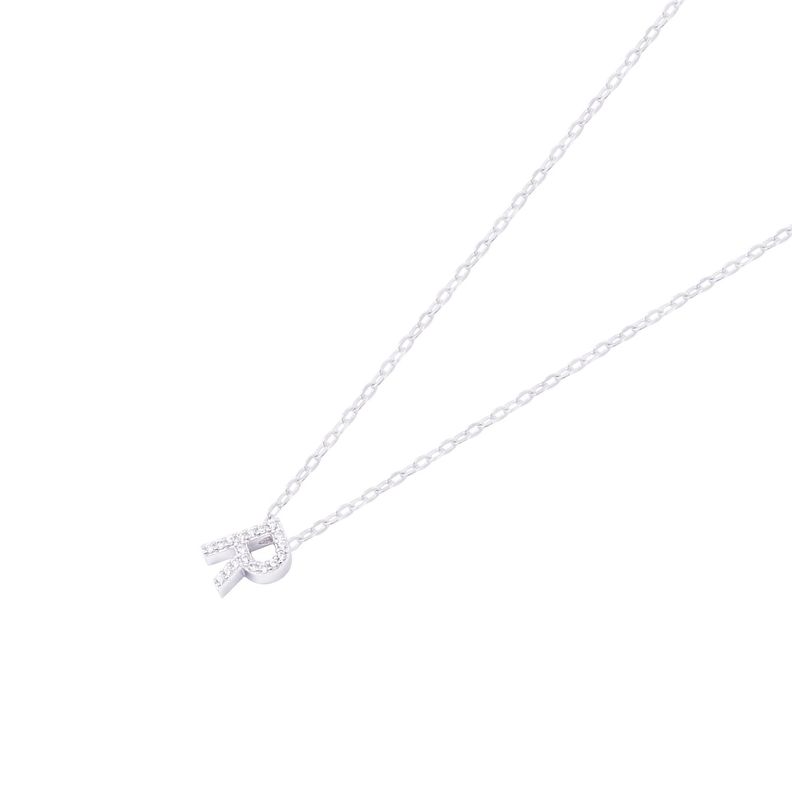 Collar de Plata Esterlina 925 Dije Letra R Circón-1