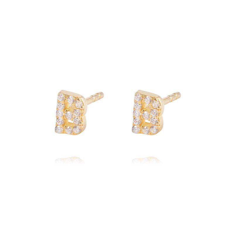 Aros de Plata Esterlina 925 Letra B Bañado en Oro 14kt-1