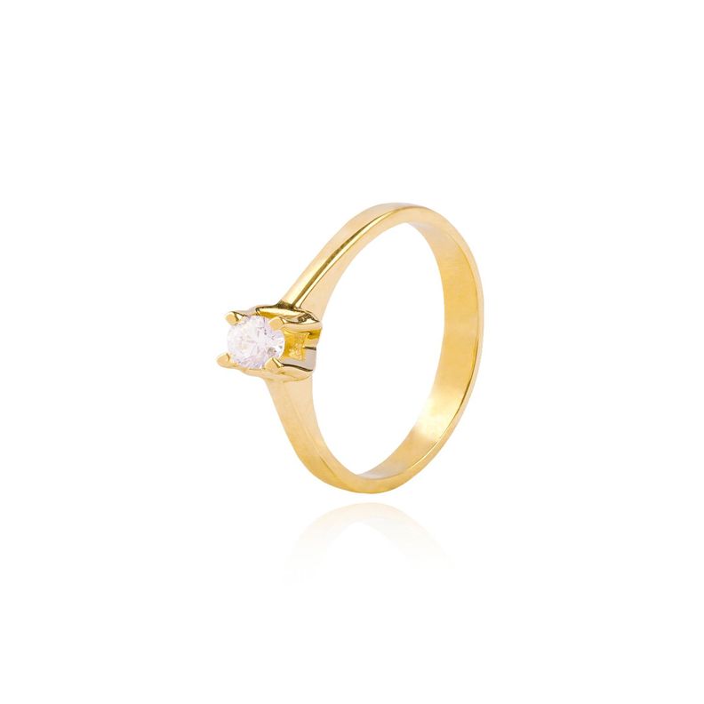 Anillo Compromiso de Oro 18Kt Solitario Circón 4mm-0
