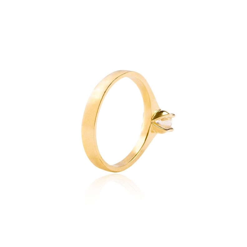 Anillo Compromiso de Oro 18Kt Solitario Circón 4mm-1