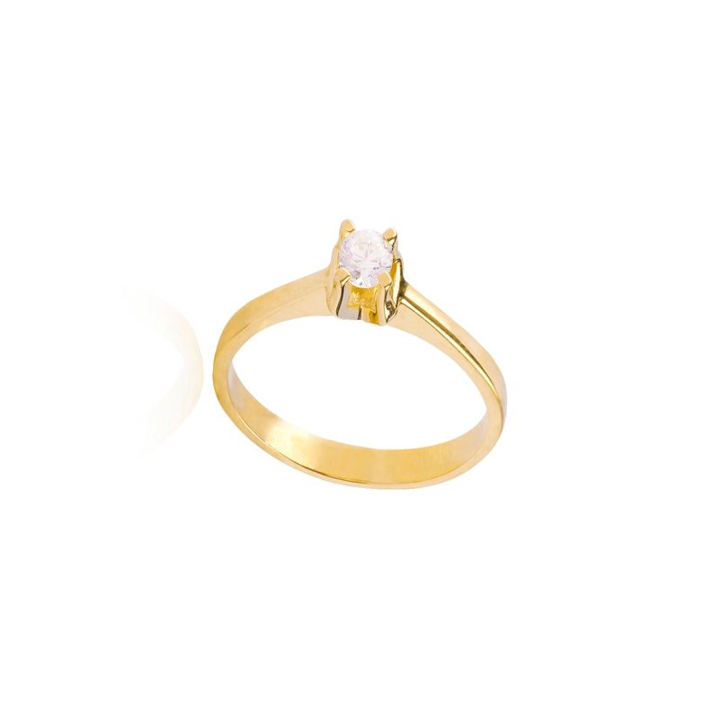Anillo Compromiso de Oro 18Kt Solitario Circón 4mm-2