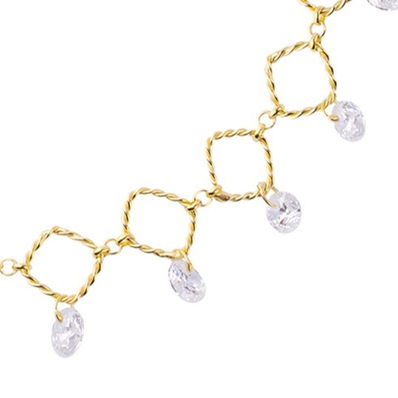 Pulsera Plata Esterlina 925 Rombo Colgante Revestido Oro18kt-2