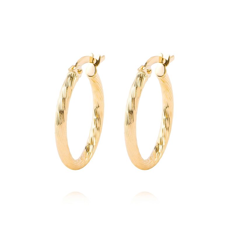 Aros de Oro 18kt Argollas Biseladas 2mm-0
