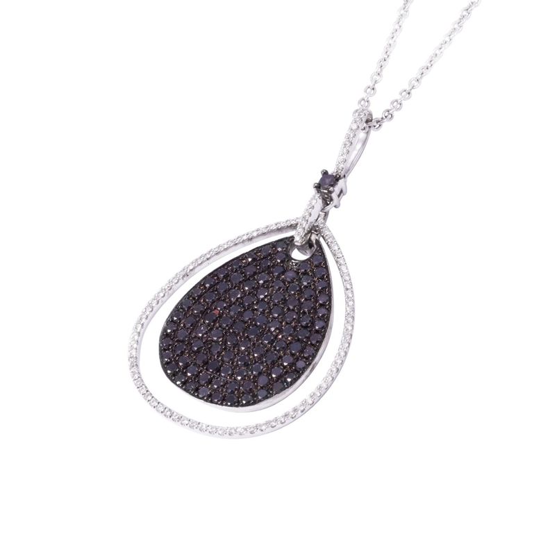Collar Oro Blanco 18kt Gota de Diamantes 2,39 Qlts-1