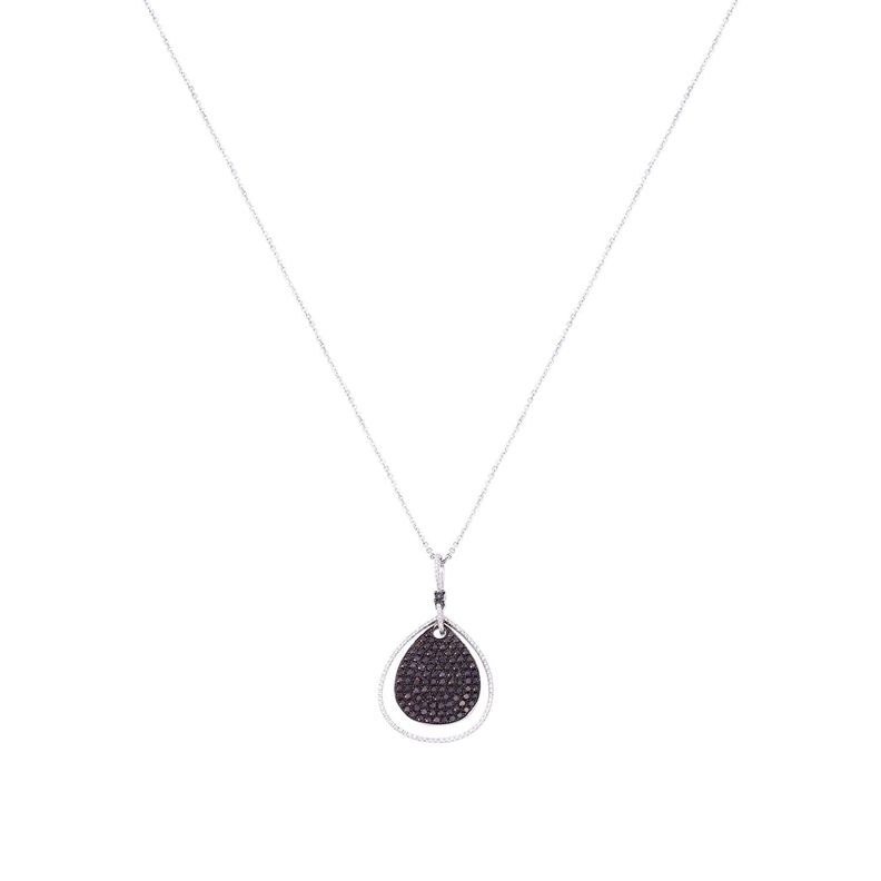 Collar Oro Blanco 18kt Gota de Diamantes 2,39 Qlts-2