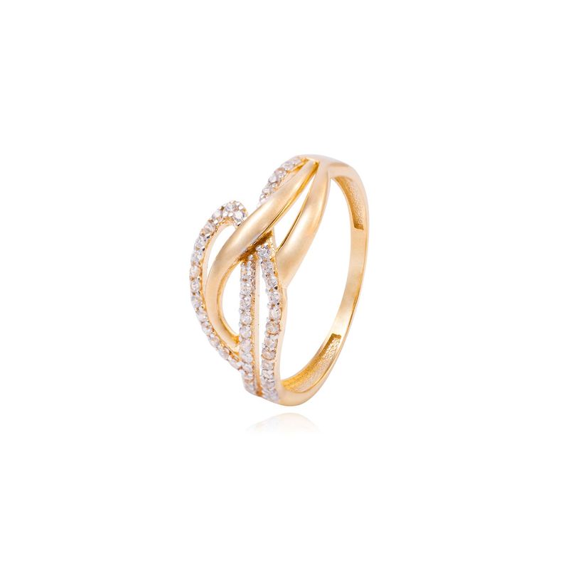 Anillo de Oro 18kt Entrelazado Circonita-0