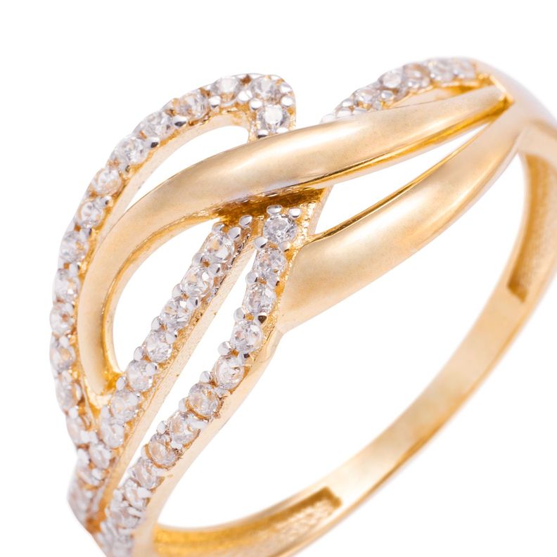 Anillo de Oro 18kt Entrelazado Circonita-1