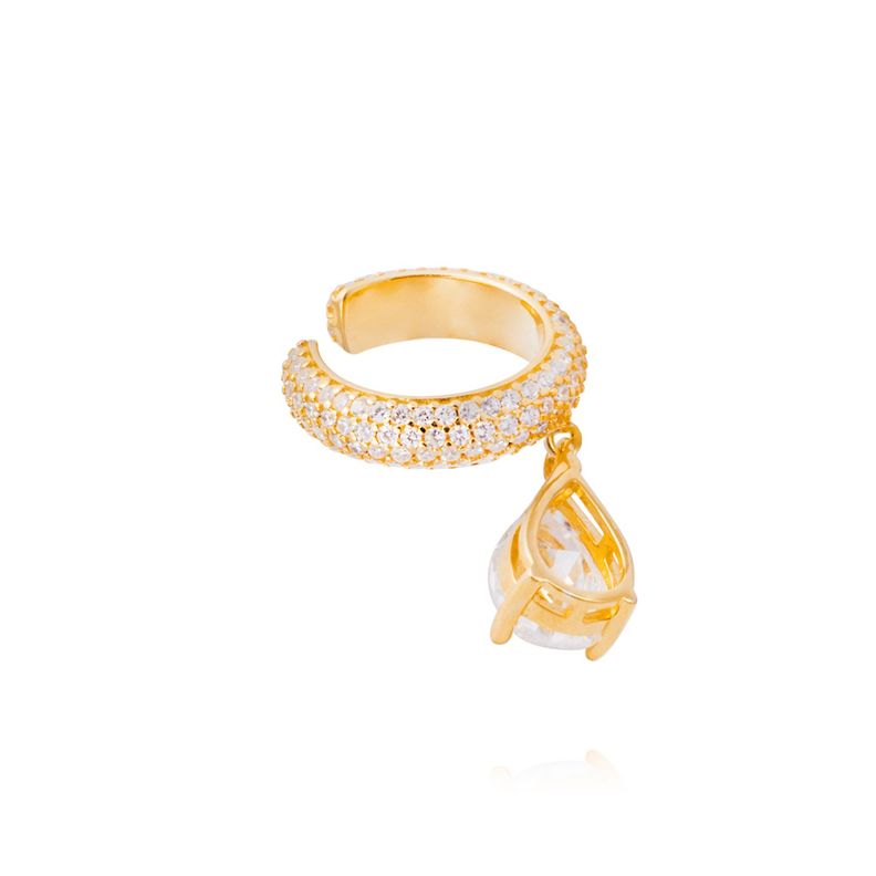 Piercing de Plata Esterlina 925 Earcuff gota Bañado en Oro 14kt-1