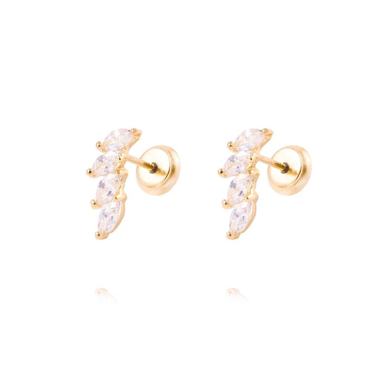Aros de Oro de 18kt Hojas de circones-0