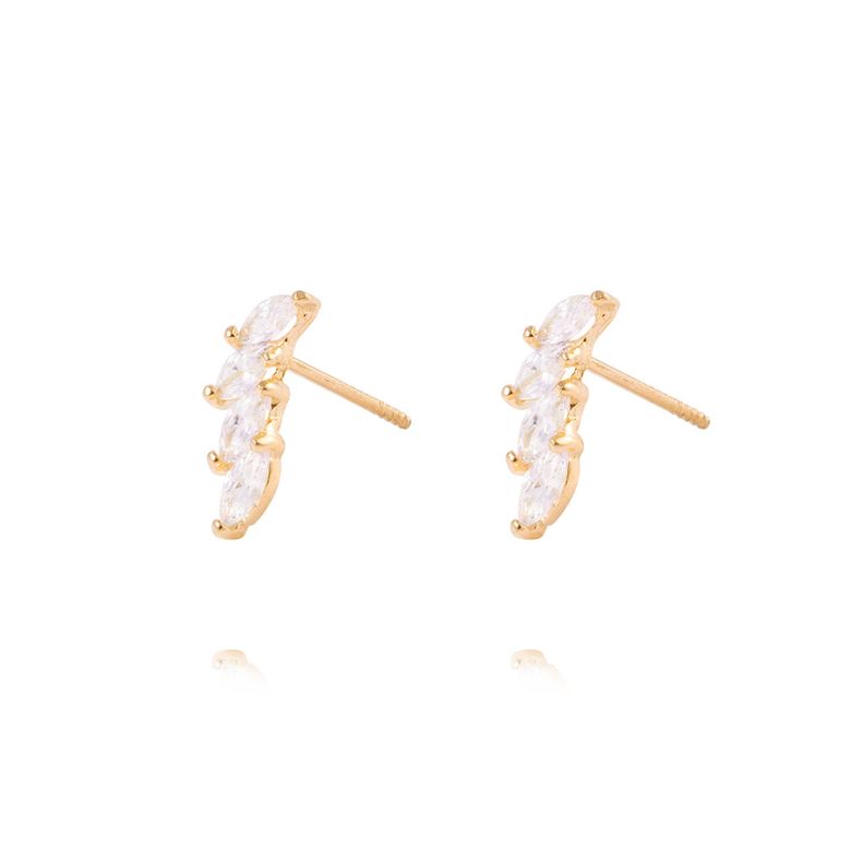Aros de Oro de 18kt Hojas de circones-1