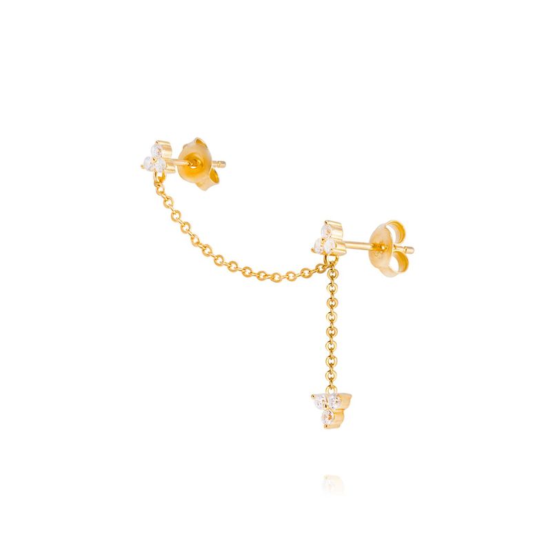 Piercing de Plata Esterlina 925 Flor colgantes Bañado en Oro 14kt-0