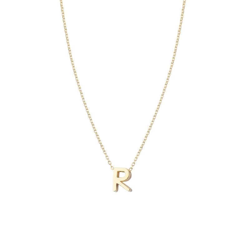 Collar de Plata Esterlina 925 Letra R Revestido en Oro 18kt-0