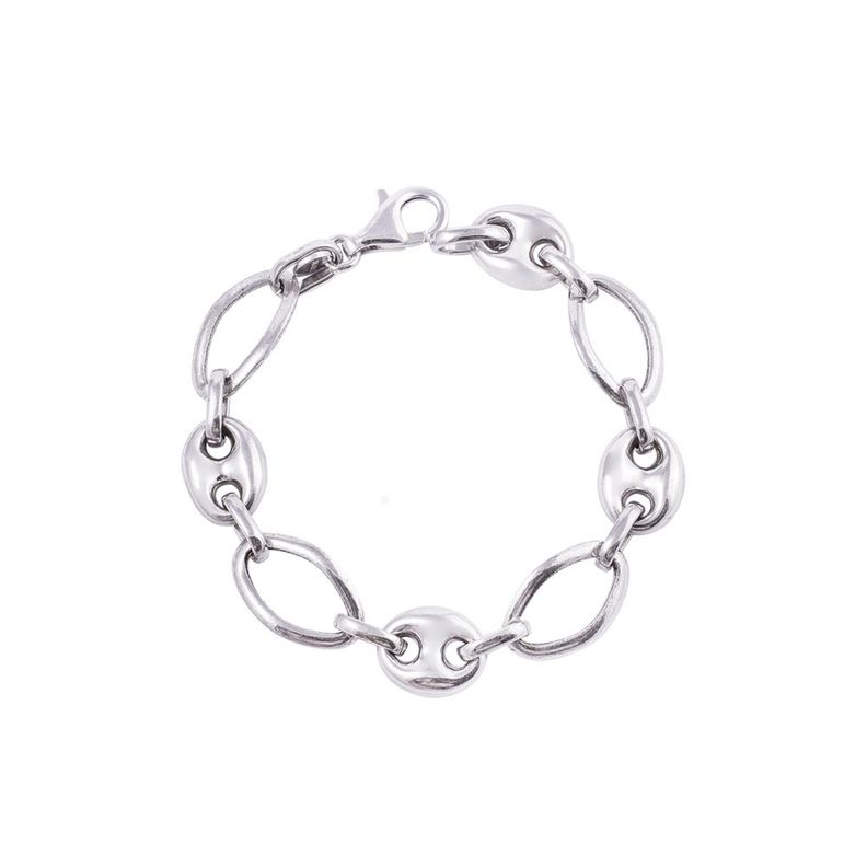 Pulsera de Plata Esterlina 925 Eslabones Grandes-0