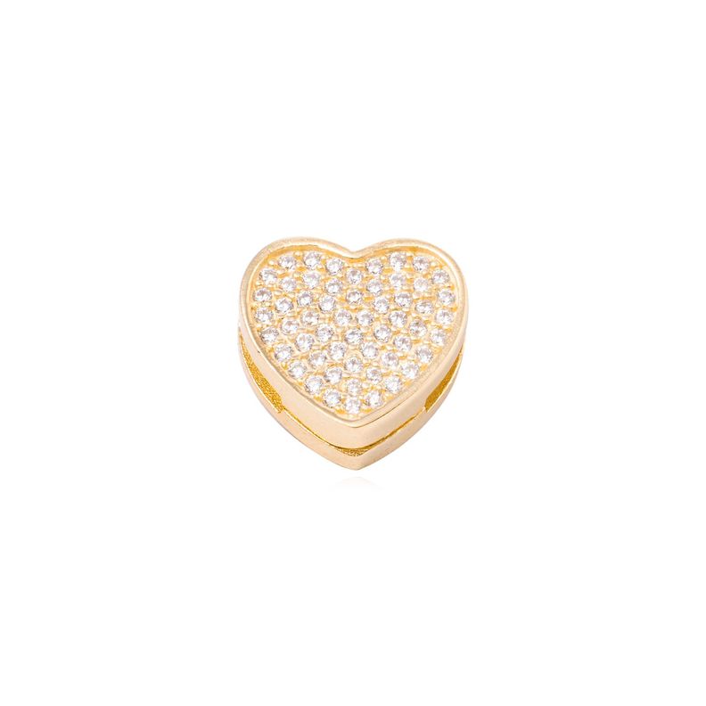Dije de Plata broche Corazón con Circonita Revestido en Oro 18kt-0