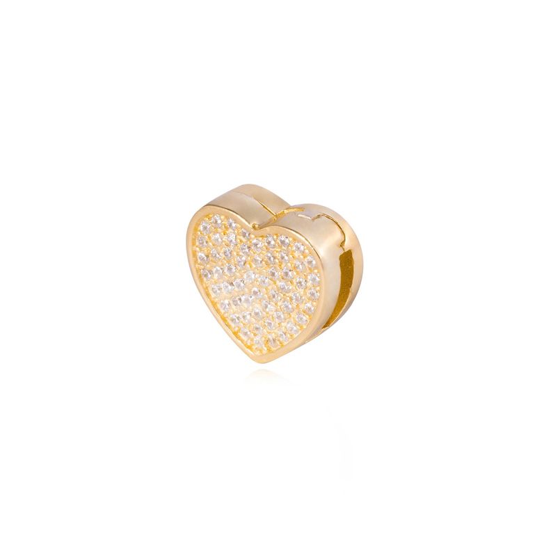 Dije de Plata broche Corazón con Circonita Revestido en Oro 18kt-1