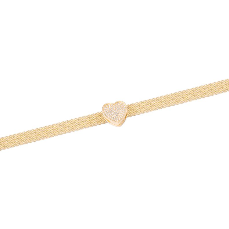 Dije de Plata broche Corazón con Circonita Revestido en Oro 18kt-2