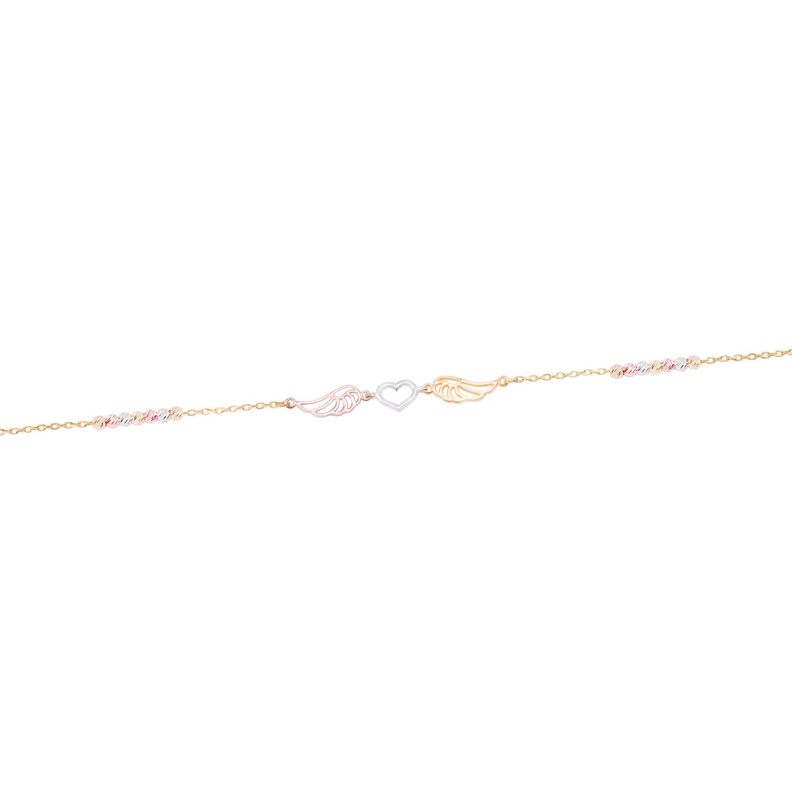 Pulsera Oro Bicolor 18kt Corazón y Alas-0