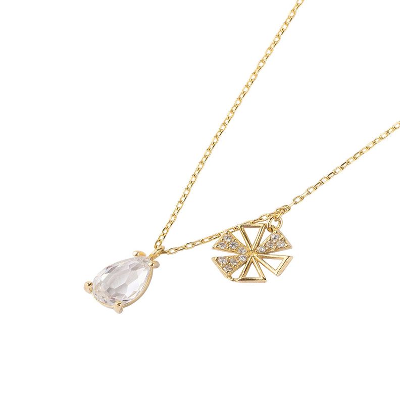 Collar de Plata Esterlina 925 Gota Flor Revestido en Oro 18kt-1