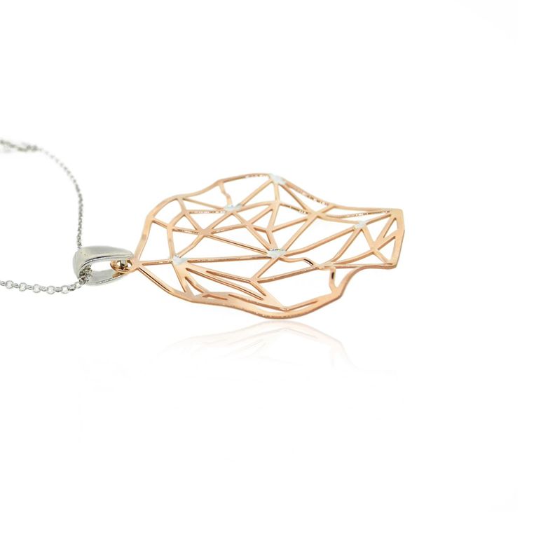 Collar de Plata Esterlina 925 Rombos Rose Revestido en Oro 18kt-1