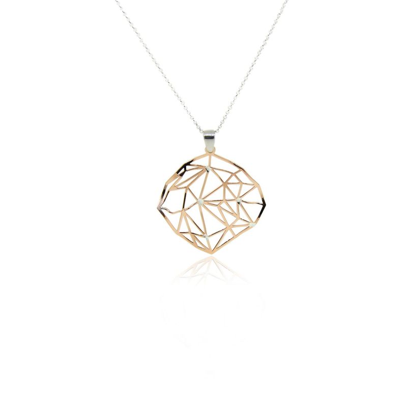 Collar de Plata Esterlina 925 Rombos Rose Revestido en Oro 18kt-2