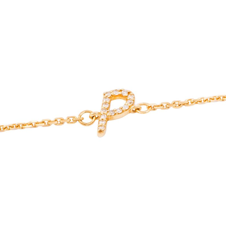Pulsera de Oro Amarillo 18kt Letras P con Diamantes 5Pts-1