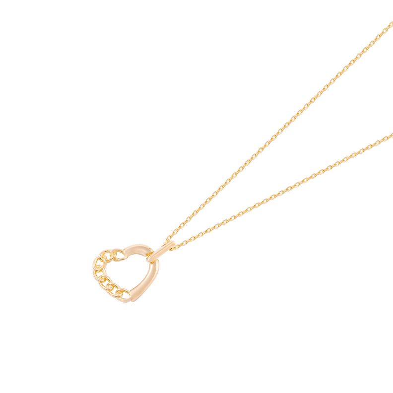 Collar Oro Amarillo 18kt Corazón Mitad Cadena-1