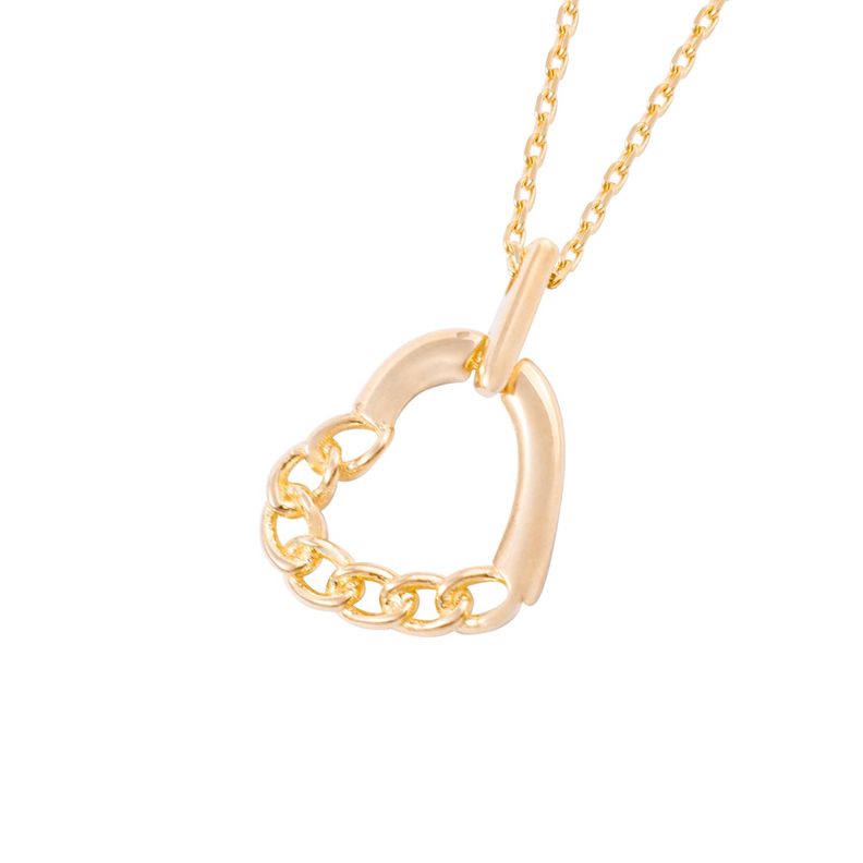 Collar Oro Amarillo 18kt Corazón Mitad Cadena-2