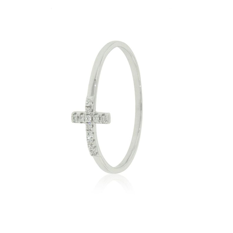 Anillo de Plata Esterlina 925 Cruz en Circon-0