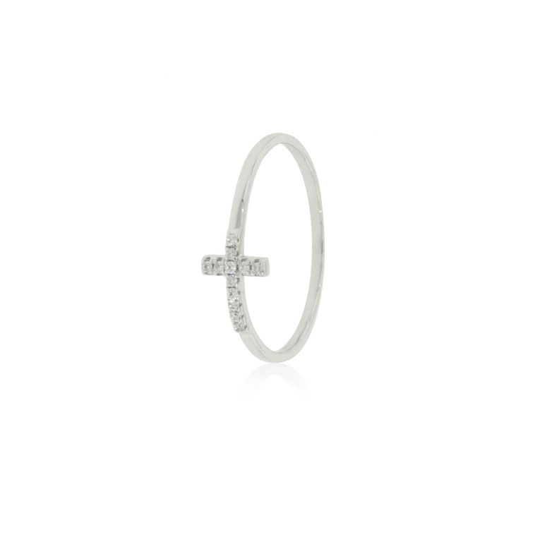 Anillo de Plata Esterlina 925 Cruz en Circon-2