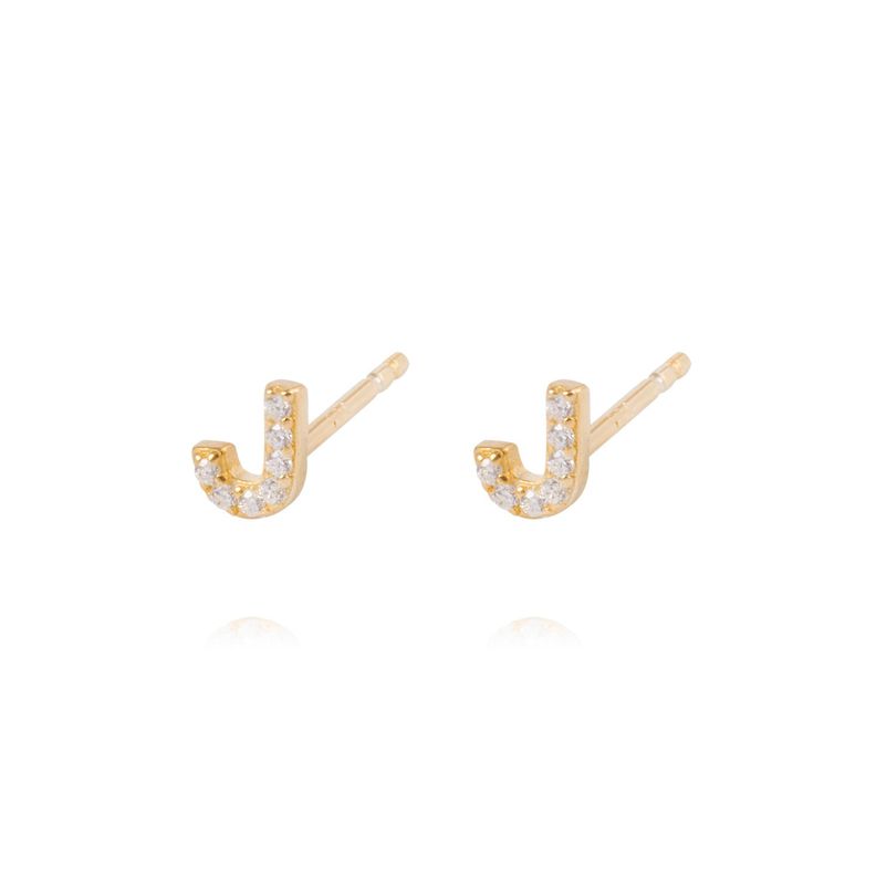 Aros de Plata Esterlina 925 Letra J Bañado en Oro 14kt-1