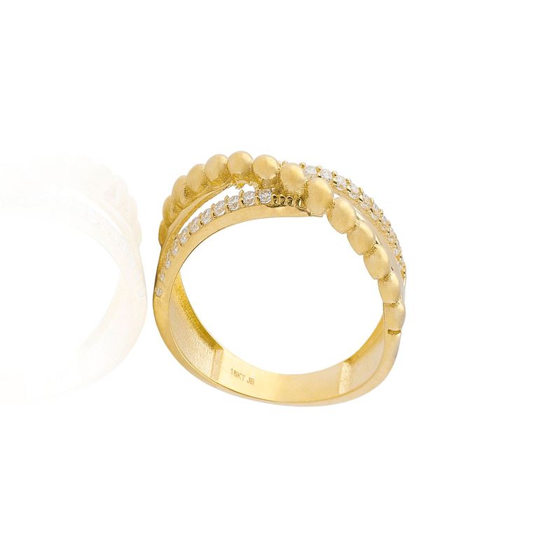 Anillo de oro  18kt Circón cruzado bolitas-2