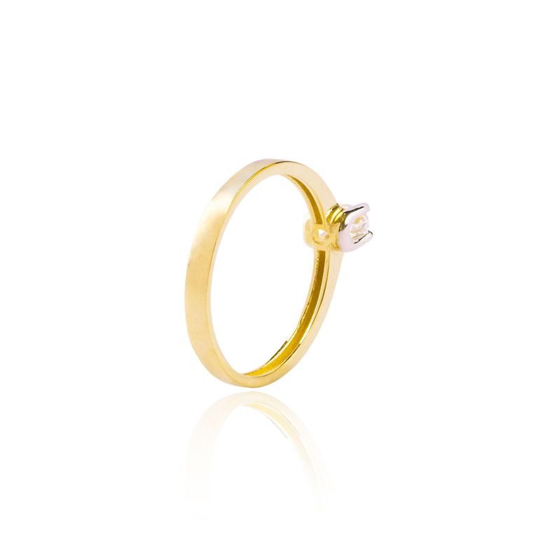 Anillo Compromiso de Oro 18Kt Solitario Bicolor Circonita-1