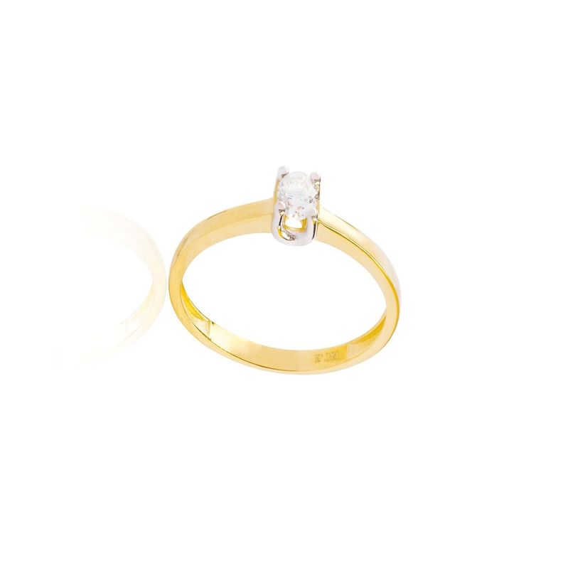 Anillo Compromiso de Oro 18Kt Solitario Bicolor Circonita-2