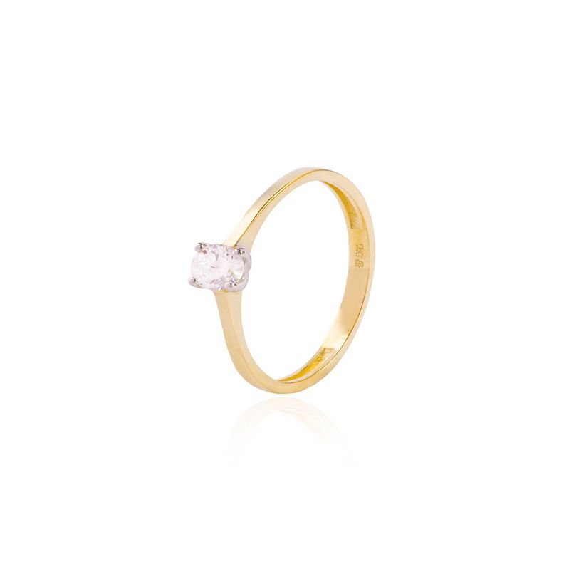 Anillo Compromiso de Oro 18Kt Solitario Clasico con Circón-0
