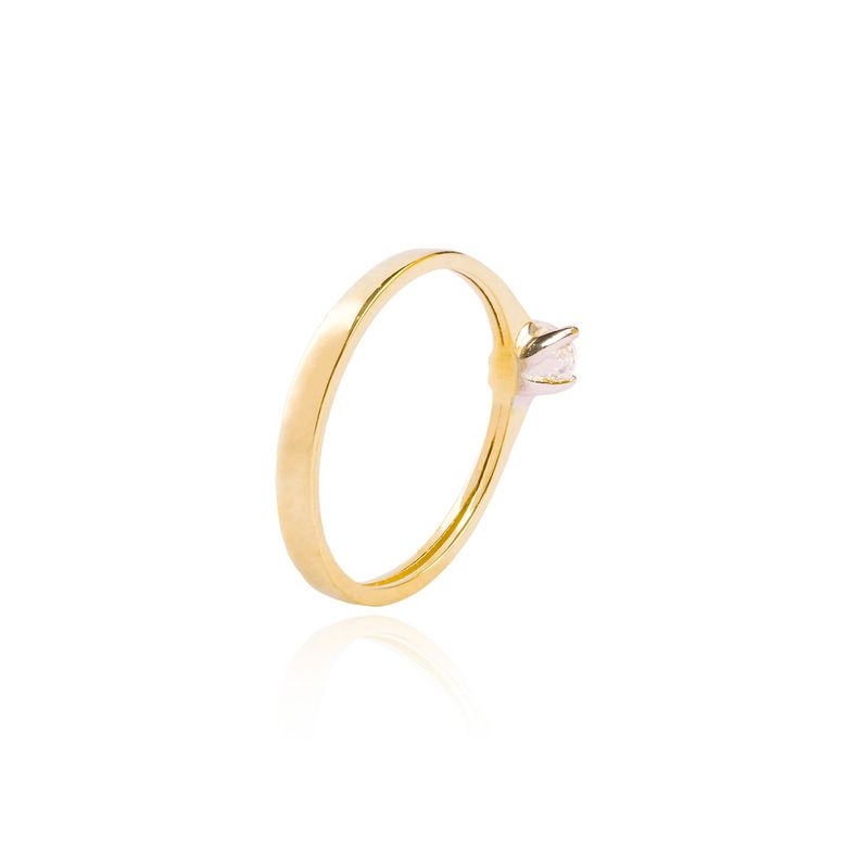 Anillo Compromiso de Oro 18Kt Solitario Clasico con Circón-1