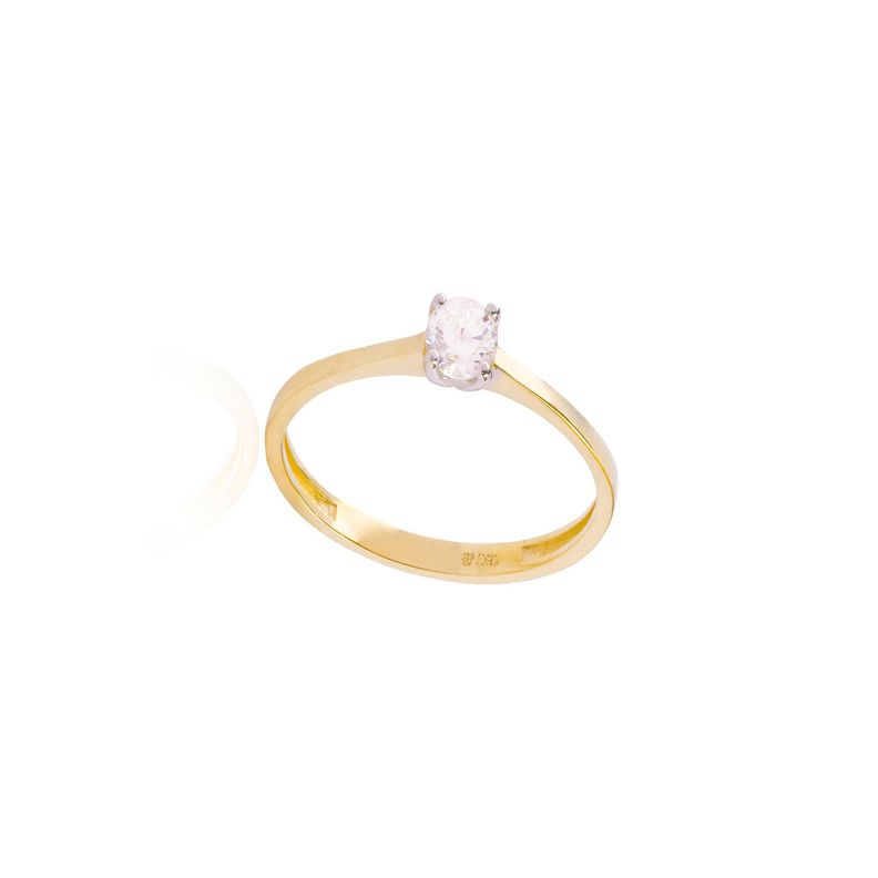Anillo Compromiso de Oro 18Kt Solitario Clasico con Circón-2