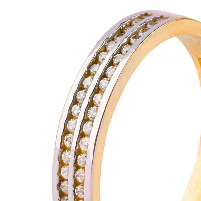 Anillo Compromiso de Oro 18Kt Doble Riel Cintillo Circonita-1