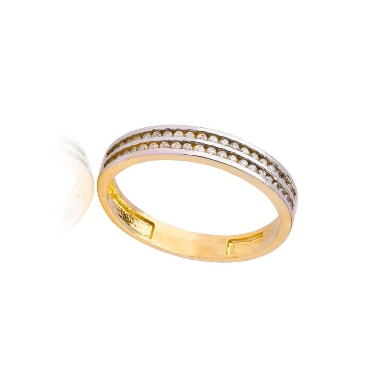 Anillo Compromiso de Oro 18Kt Doble Riel Cintillo Circonita-2