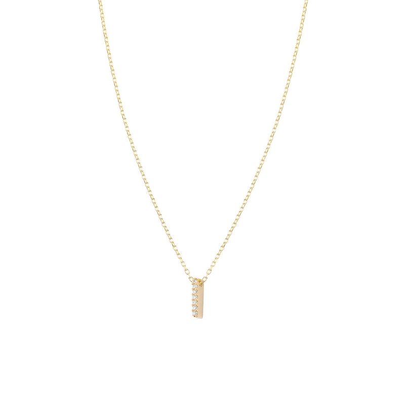 Collar de Plata Esterlina 925 Letra I Circon Revestido en Oro 18kt-0