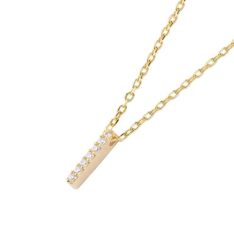 Collar de Plata Esterlina 925 Letra I Circon Revestido en Oro 18kt-1