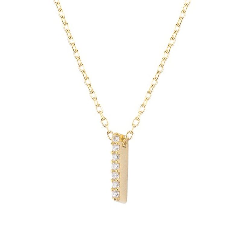 Collar de Plata Esterlina 925 Letra I Circon Revestido en Oro 18kt-2
