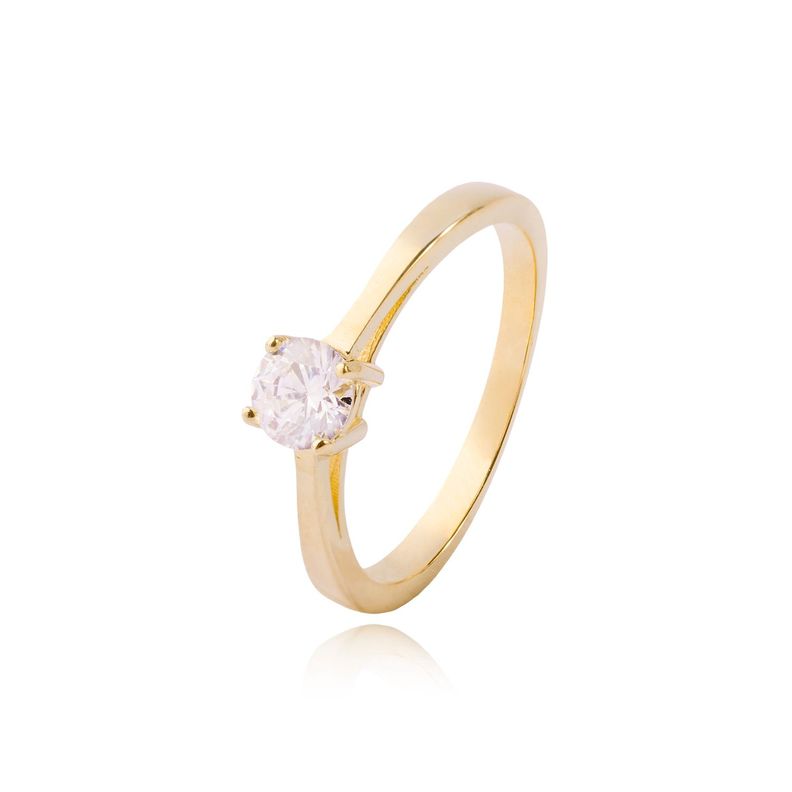 Anillo Compromiso de Oro 14kt Solitario Circon 4 Grifas-0