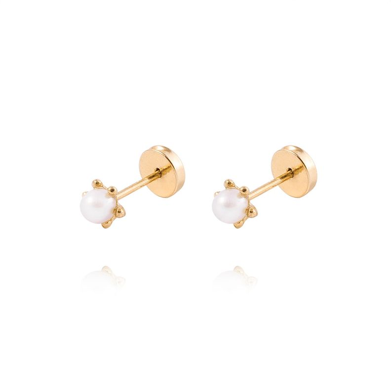 Aros de Oro 18kt Perla cultivada  Pistilo 3,0 mm, Abridor.-0