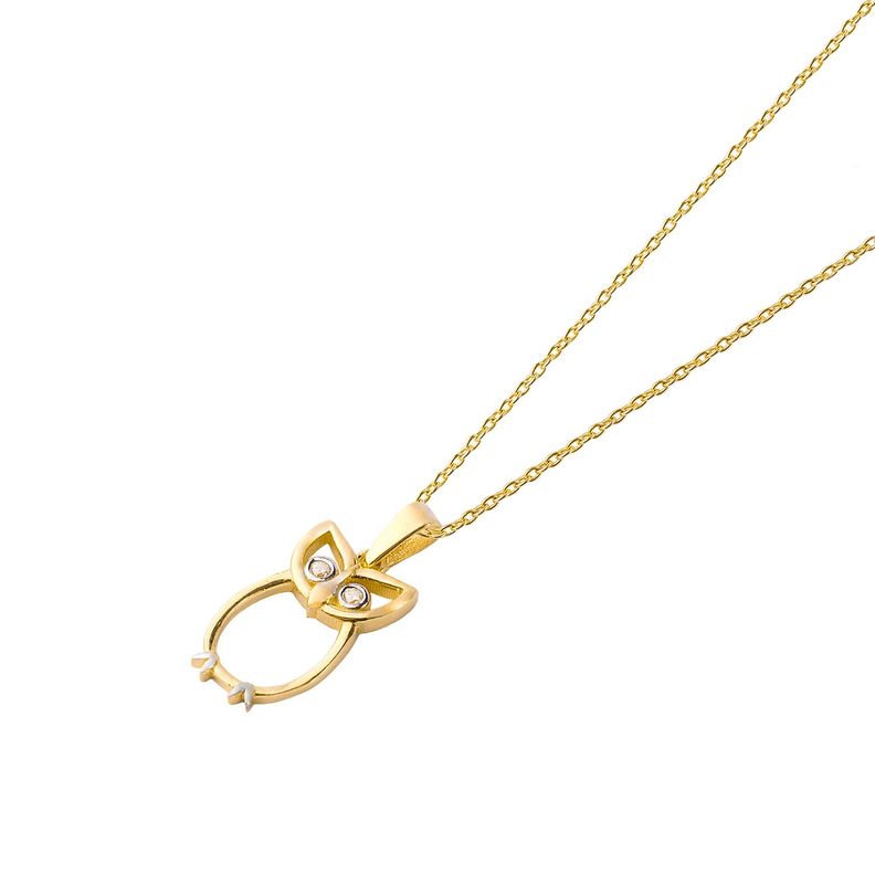 Collar de Oro 18kt Buho con circones-0