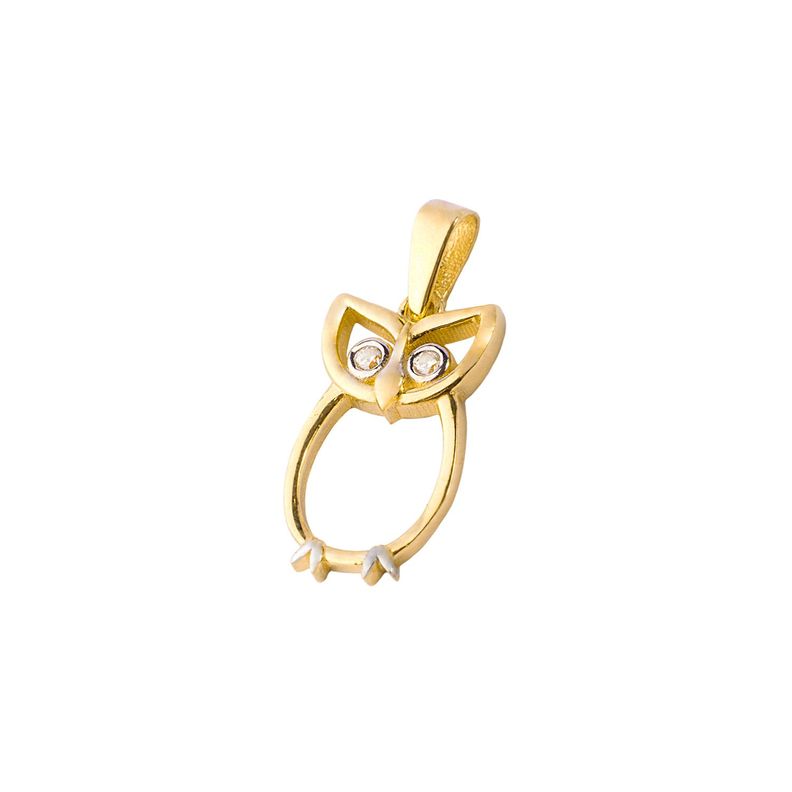 Collar de Oro 18kt Buho con circones-1